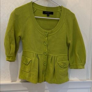 Nine West Lime Green Button-Up Cardigan